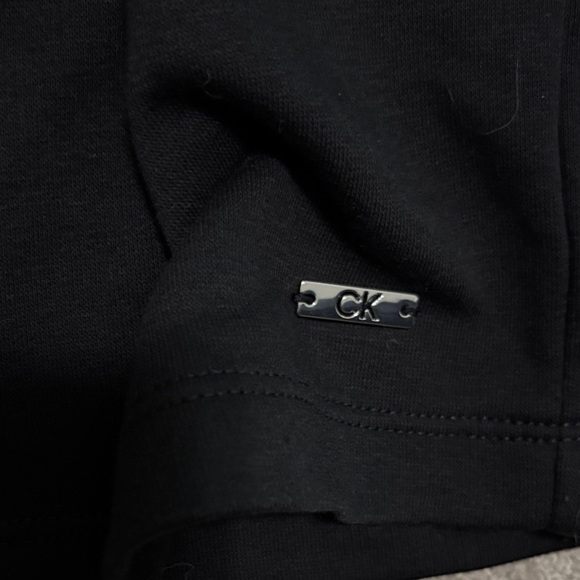 Calvin Klein Black Long Sleeve Dress with White Tie Trim - Picture 2 of 5